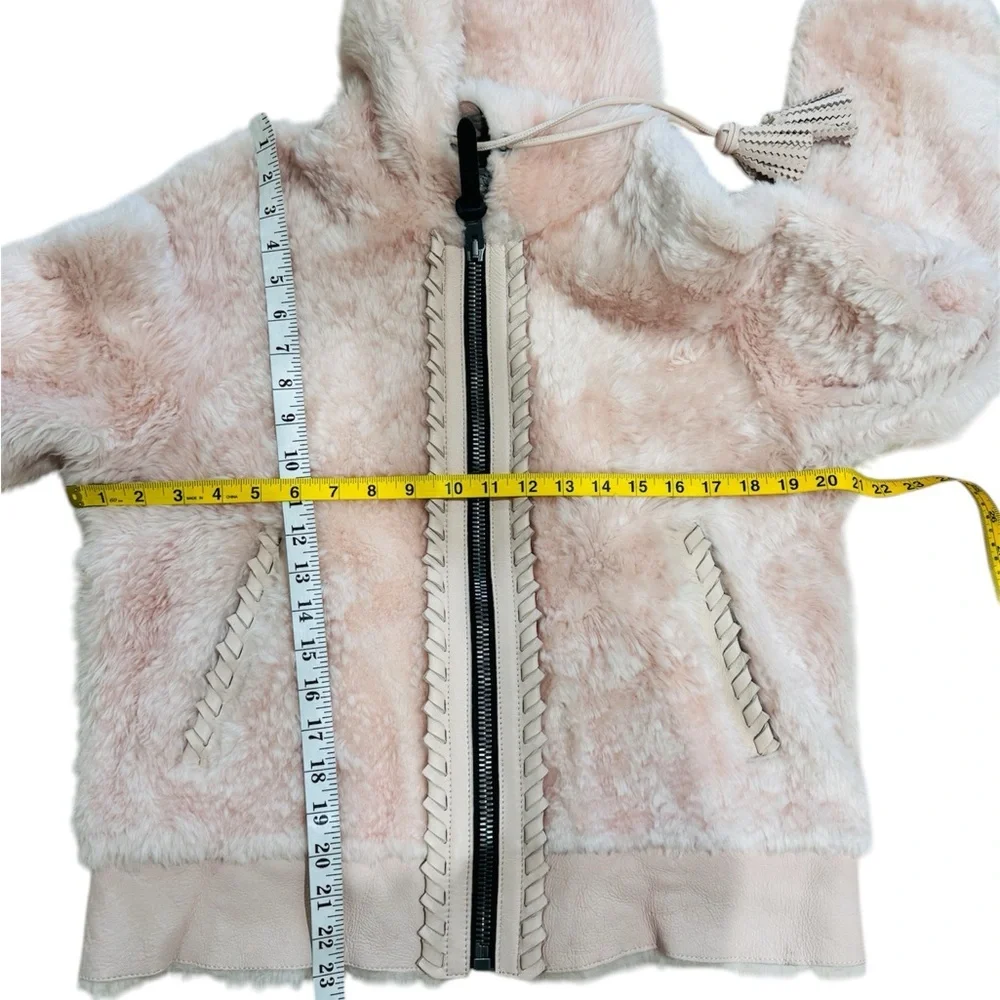 Coach pink shearling hoodie coat NWOT